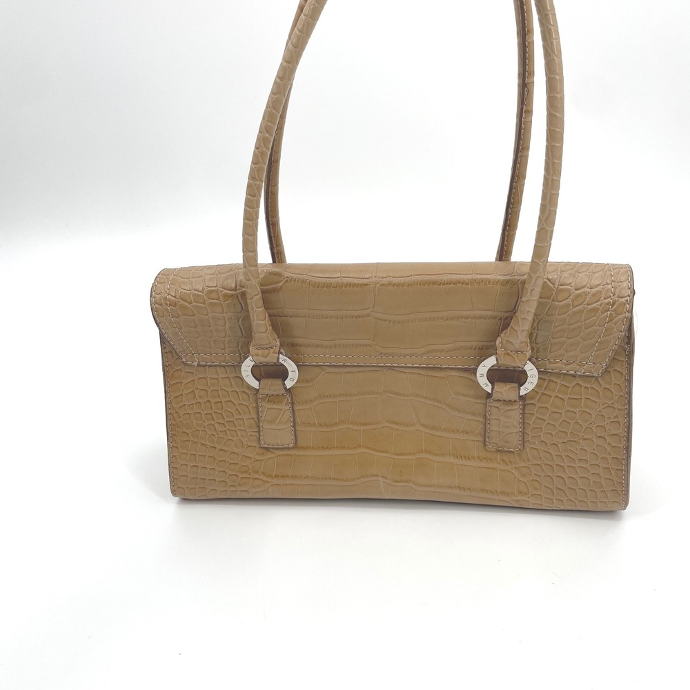 VTG Tommy Hilfiger Shoulder Bag Womens Medium Tan Faux Leather Croc Embossed Y2K - Picture 6 of 13
